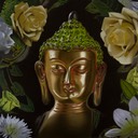Brass Buddha w Flowers 47x47