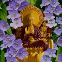 GoldBuddha-PurpleFlowers