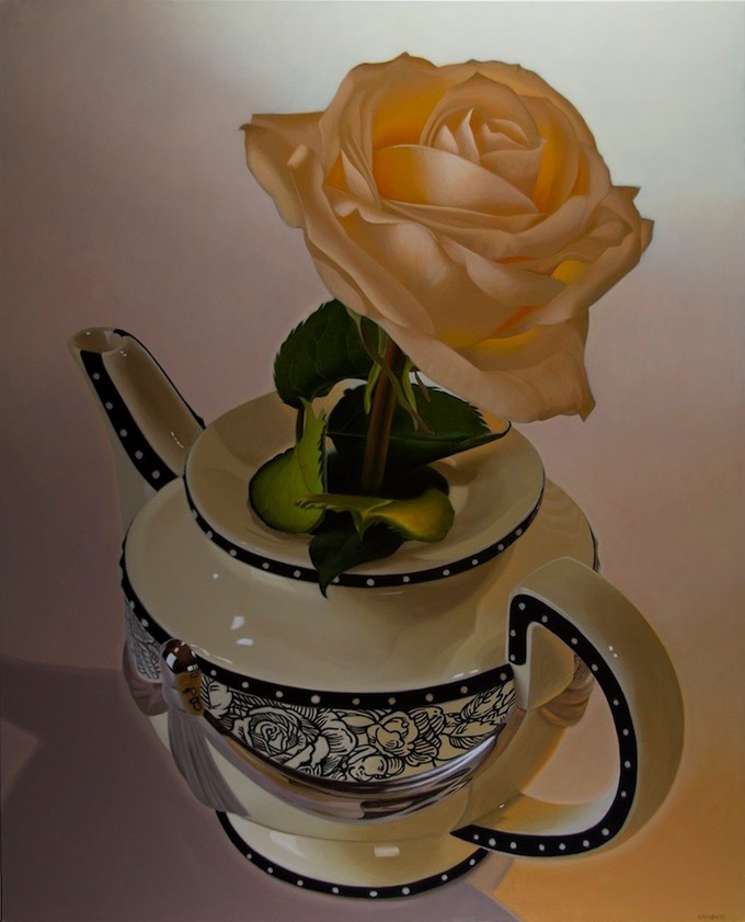 Single Rose w-Teapot