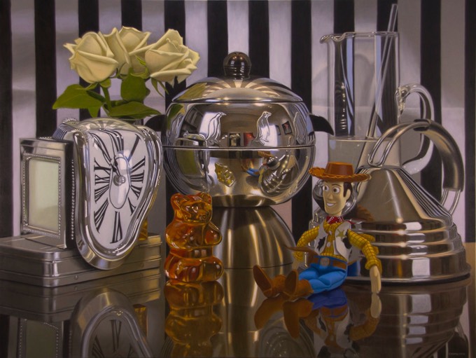 Still life w Woody & Melting Clock